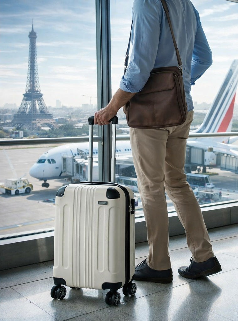 Valise cabine rigide avec quatre roues multidirectionnelles, bagage cabine parfait pour week-end et city trip en avion