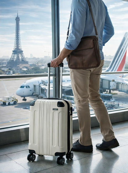 Valise cabine rigide avec quatre roues multidirectionnelles, bagage cabine parfait pour week-end et city trip en avion