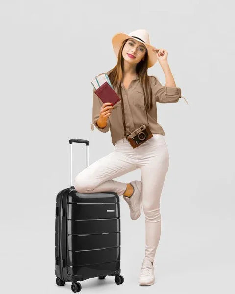 Valise cabine RangementChic en polypropylène PP ultra résistant avec serrure TSA, fermeture éclair YKK, roues double 360°, design léger 2,4 kg, capacité 38 L, format 55x40x20 cm, idéale comme bagage cabine avion, coque rigide anti-rayure, valise de voyage durable et élégante pour déplacements courts et longs