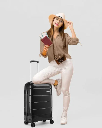 Valise cabine RangementChic en polypropylène PP ultra résistant avec serrure TSA, fermeture éclair YKK, roues double 360°, design léger 2,4 kg, capacité 38 L, format 55x40x20 cm, idéale comme bagage cabine avion, coque rigide anti-rayure, valise de voyage durable et élégante pour déplacements courts et longs