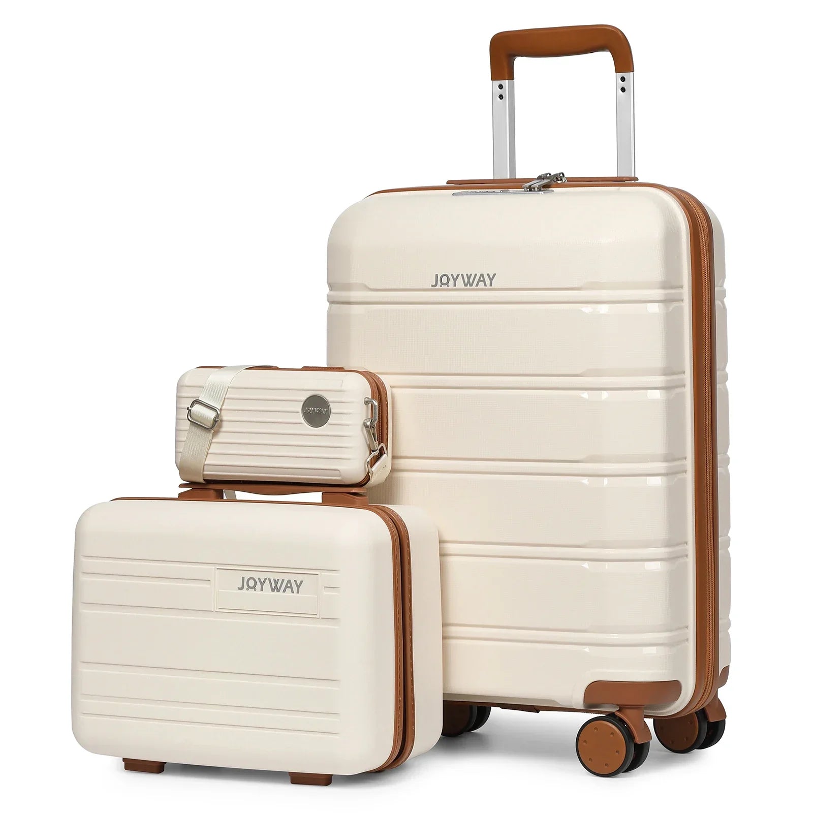 Valise cabine RangementChic ultra légère en polypropylène, ensemble 3 pièces avec serrure TSA, roues 360° et sac cosmétique – bagage cabine voyage avion