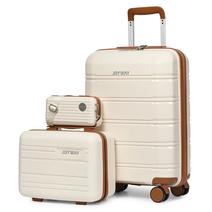 Valise cabine RangementChic ultra légère en polypropylène, ensemble 3 pièces avec serrure TSA, roues 360° et sac cosmétique – bagage cabine voyage avion