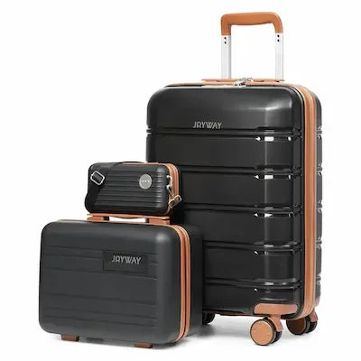 Valise cabine RangementChic ultra légère en polypropylène, ensemble 3 pièces avec serrure TSA, roues 360° et sac cosmétique – bagage cabine voyage avion
