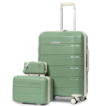 Valise cabine RangementChic ultra légère en polypropylène, ensemble 3 pièces avec serrure TSA, roues 360° et sac cosmétique – bagage cabine voyage avion