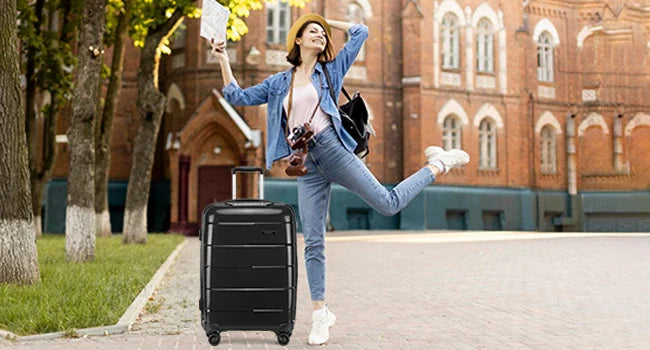 Valise cabine RangementChic en polypropylène PP ultra résistant avec serrure TSA, fermeture éclair YKK, roues double 360°, design léger 2,4 kg, capacité 38 L, format 55x40x20 cm, idéale comme bagage cabine avion, coque rigide anti-rayure, valise de voyage durable et élégante pour déplacements courts et longs