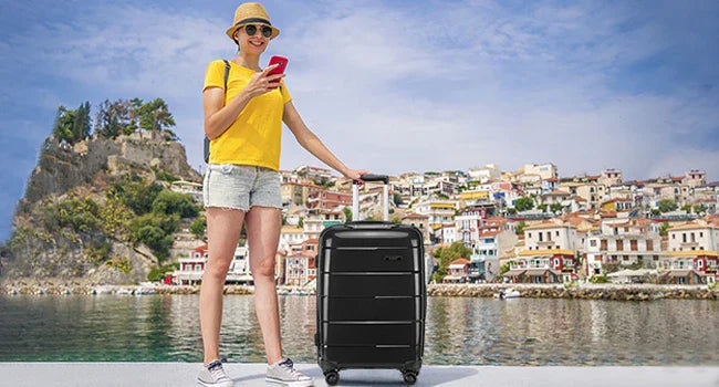 Valise cabine RangementChic en polypropylène PP ultra résistant avec serrure TSA, fermeture éclair YKK, roues double 360°, design léger 2,4 kg, capacité 38 L, format 55x40x20 cm, idéale comme bagage cabine avion, coque rigide anti-rayure, valise de voyage durable et élégante pour déplacements courts et longs