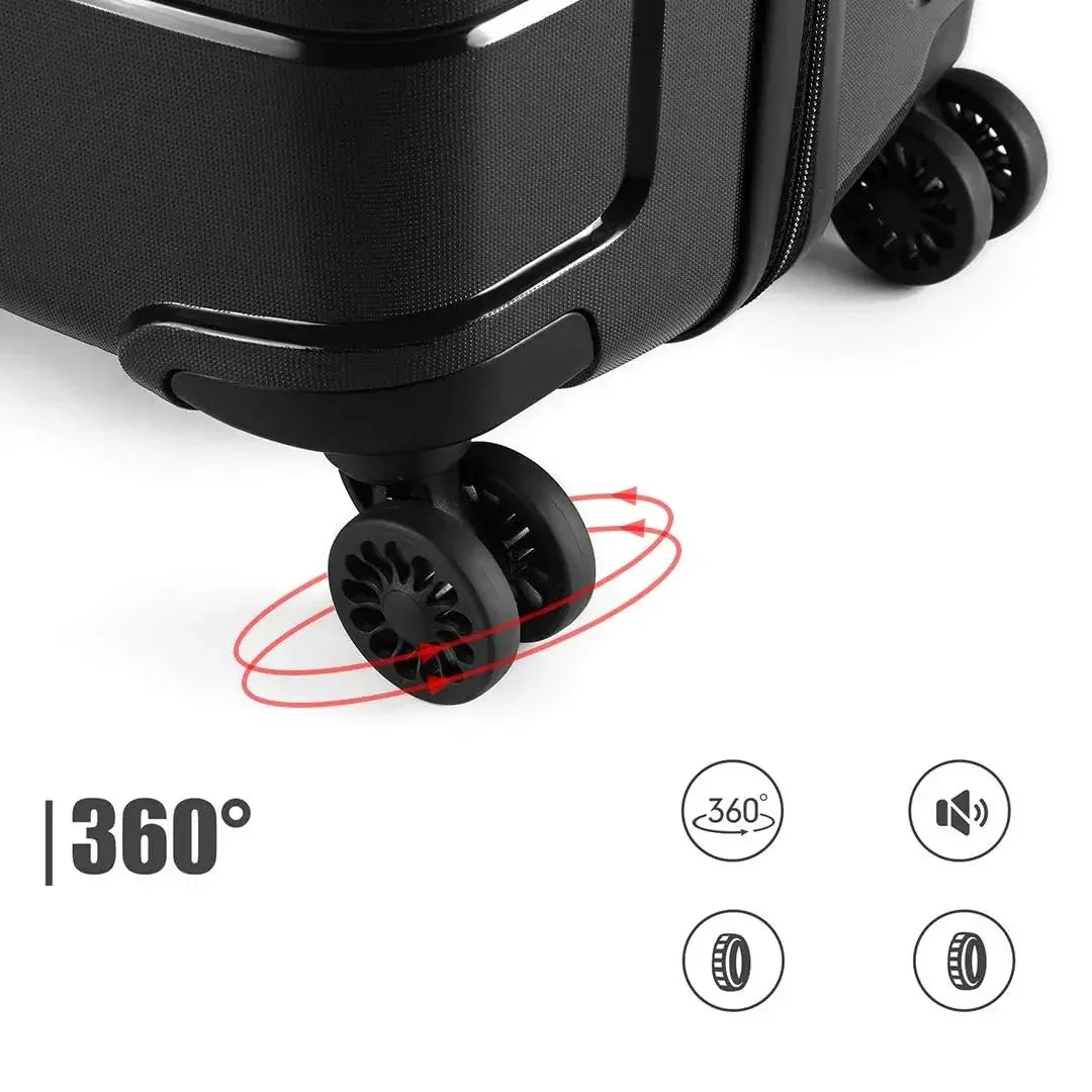 Valise cabine RangementChic en polypropylène PP ultra résistant avec serrure TSA, fermeture éclair YKK, roues double 360°, design léger 2,4 kg, capacité 38 L, format 55x40x20 cm, idéale comme bagage cabine avion, coque rigide anti-rayure, valise de voyage durable et élégante pour déplacements courts et longs