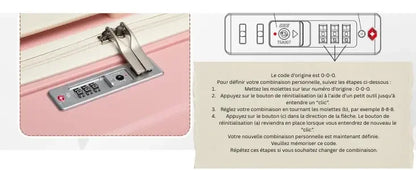 Valise cabine RangementChic ultra légère en polypropylène, ensemble 3 pièces avec serrure TSA, roues 360° et sac cosmétique – bagage cabine voyage avion