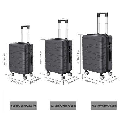 Ensemble valise cabine rigide TrioTravel™ RangementChic avec serrure TSA, roues 360° et formats 20, 24 et 28 pouces, idéal comme bagage cabine et set de voyage durable et léger.