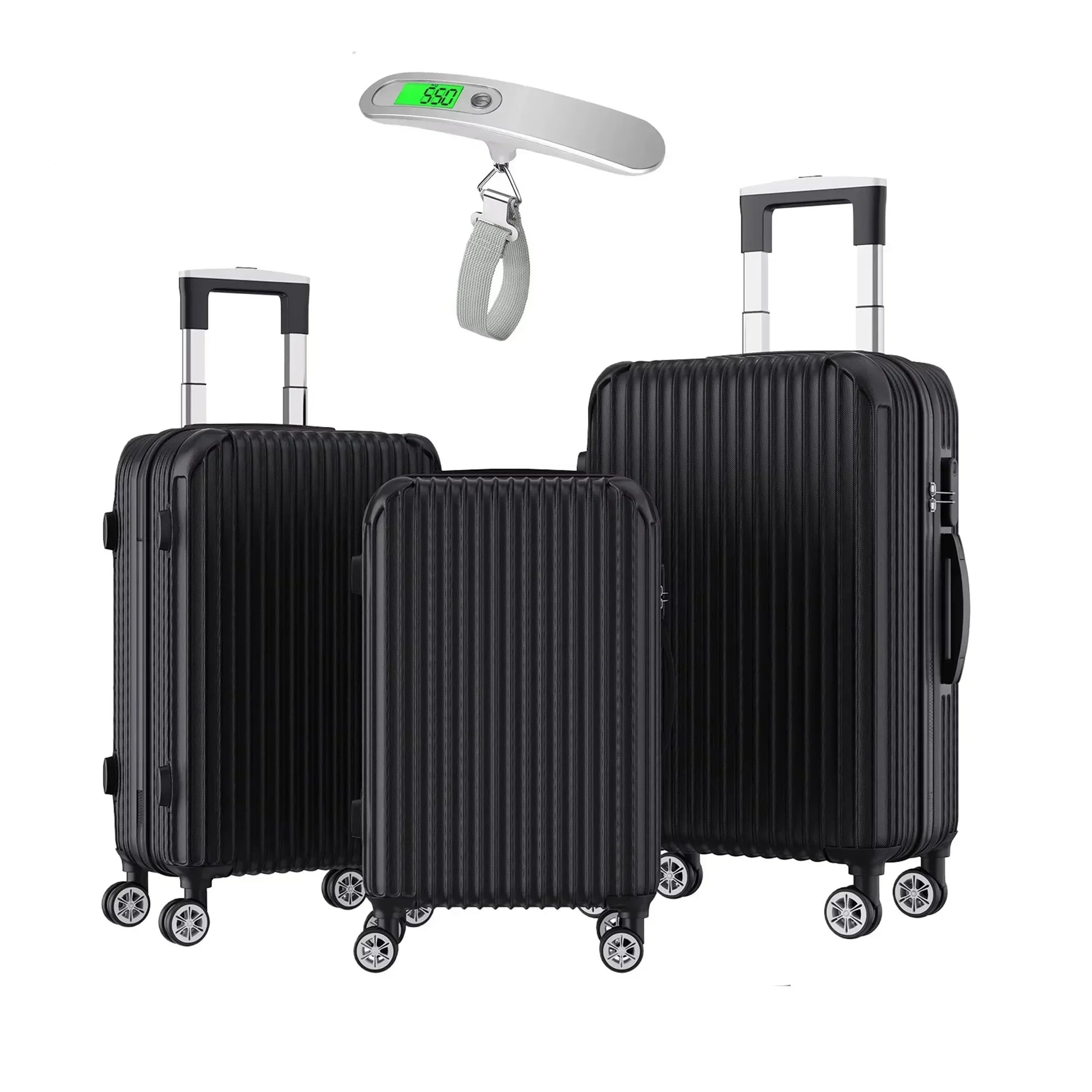 Ensemble valise cabine rigide TrioTravel™ RangementChic avec serrure TSA, roues 360° et formats 20, 24 et 28 pouces, idéal comme bagage cabine et set de voyage durable et léger.