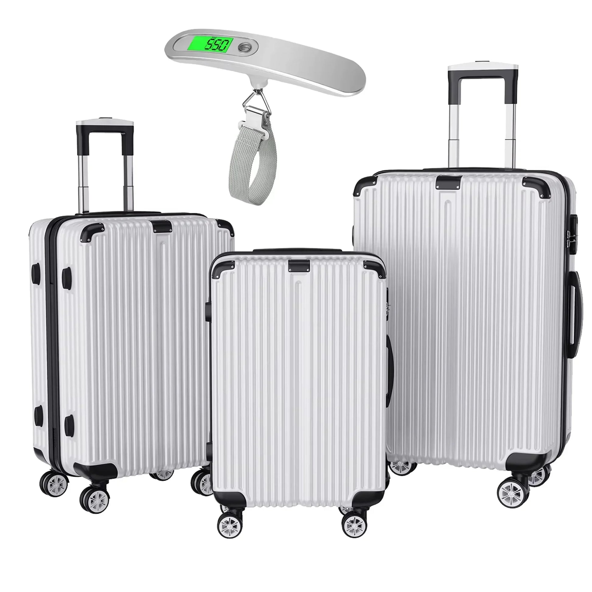 Ensemble valise cabine rigide TrioTravel™ RangementChic avec serrure TSA, roues 360° et formats 20, 24 et 28 pouces, idéal comme bagage cabine et set de voyage durable et léger.
