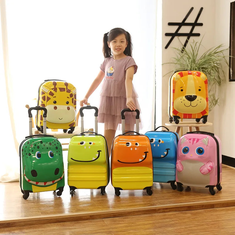 valise enfant 18 pouces a roulettes en abs coque rigide bagage enfant cabine theme animal 3d mignon pour voyage enfant vacances etudiant
