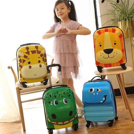 valise enfant 18 pouces a roulettes en abs coque rigide bagage enfant cabine theme animal 3d mignon pour voyage enfant vacances etudiant
