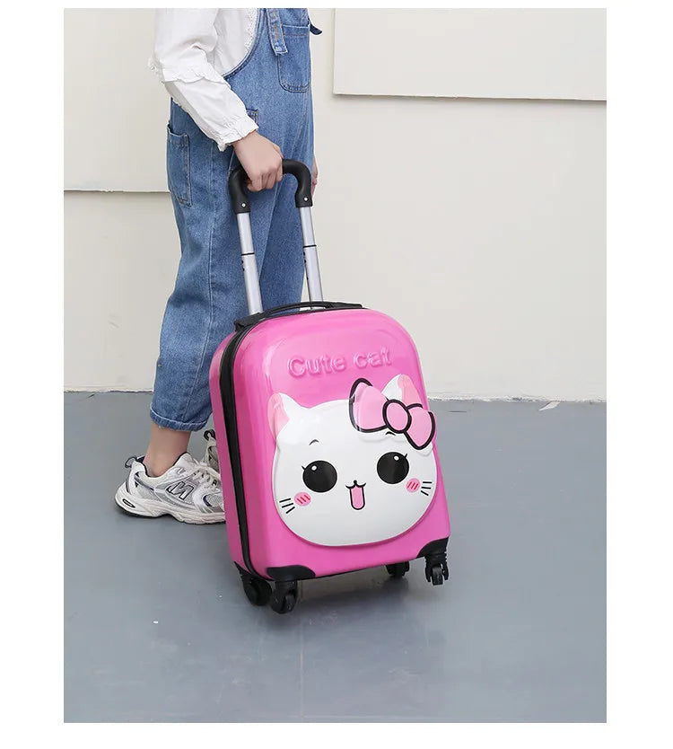 valise enfant 18 pouces a roulettes en abs coque rigide bagage enfant cabine theme animal 3d mignon pour voyage enfant vacances etudiant