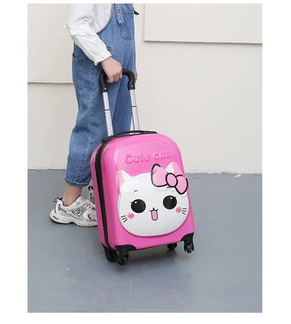 valise enfant 18 pouces a roulettes en abs coque rigide bagage enfant cabine theme animal 3d mignon pour voyage enfant vacances etudiant