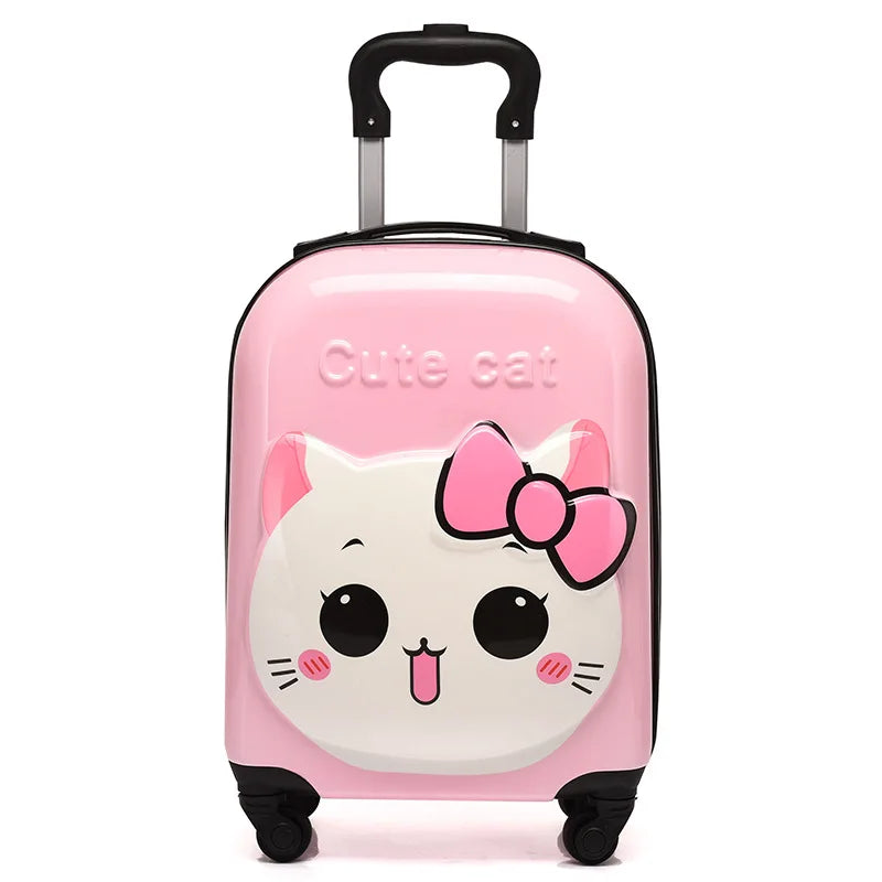 valise enfant 18 pouces a roulettes en abs coque rigide bagage enfant cabine theme animal 3d mignon pour voyage enfant vacances etudiant