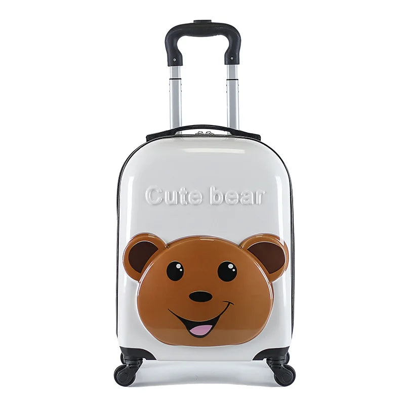 valise enfant 18 pouces a roulettes en abs coque rigide bagage enfant cabine theme animal 3d mignon pour voyage enfant vacances etudiant