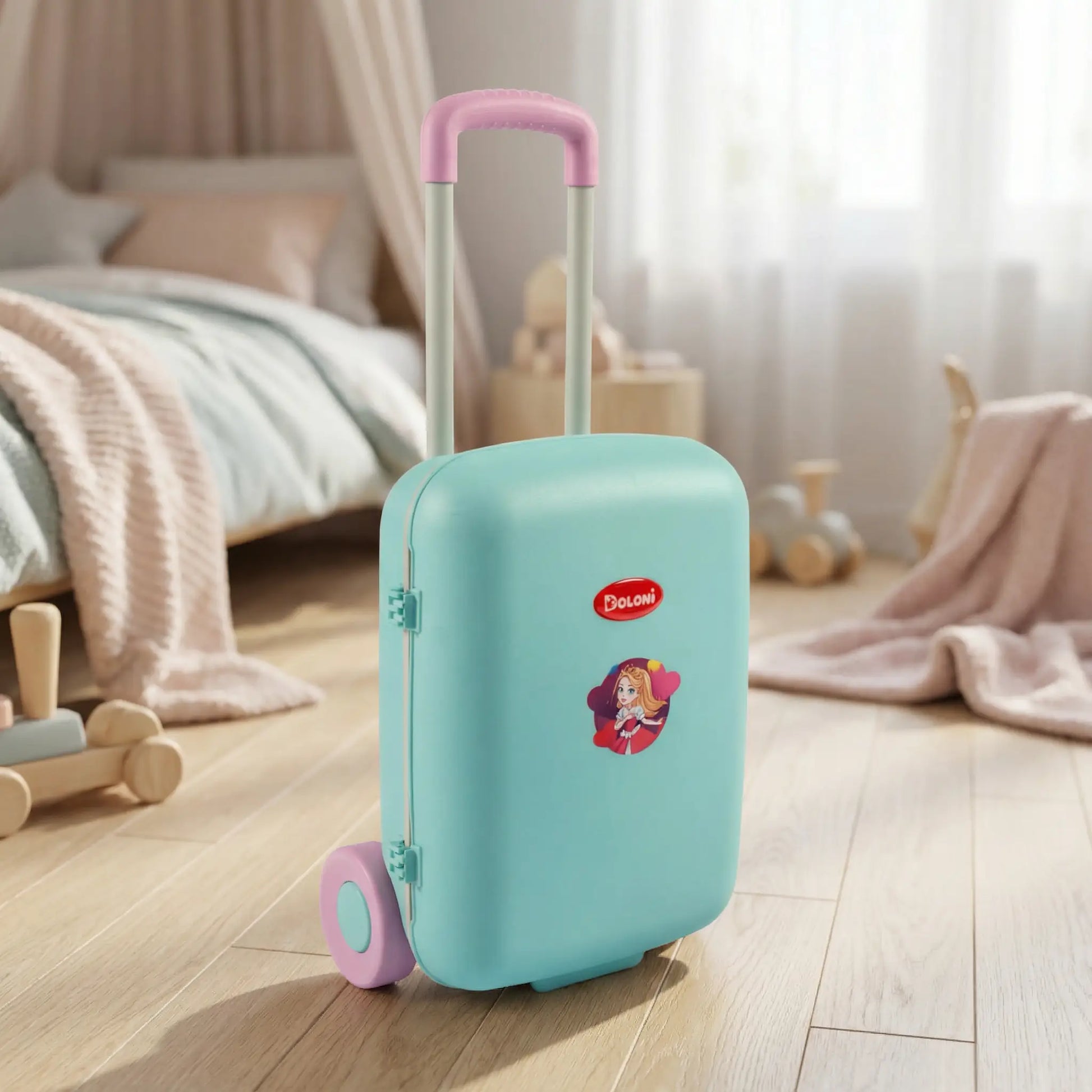 Valise enfant JuniorVoyage™ légère et résistante, valise de voyage pour enfant avec 2 roues solides, poignée ergonomique confortable, design coloré rose menthe, valise enfant certifiée CE EN71, bagage enfant durable anti-rayures, valise enfant pour vacances, week-end, avion et train, valise enfant pratique pour vêtements jouets et livres, valise roulante enfant idéale pour filles et garçons, valise voyage enfant premium ergonomique et sécurisée