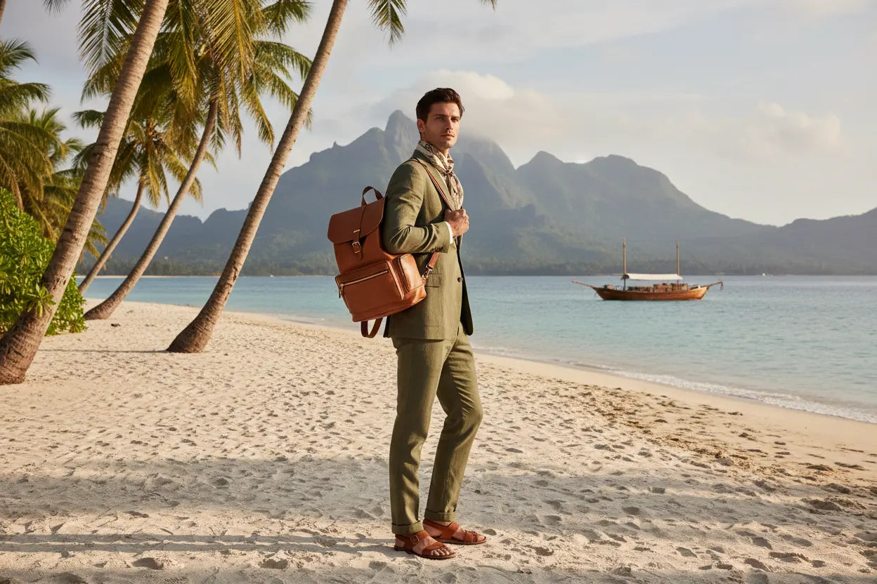 voyageur avec sac a dos de voyage de rangement chic